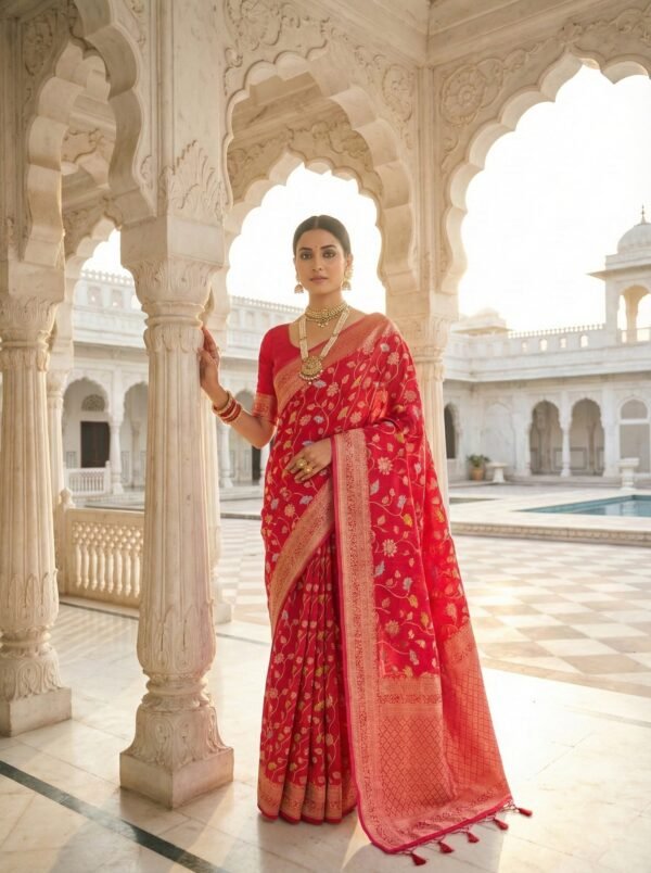 Pink Silk Floral Digital Print Saree